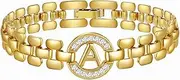 [WEDDINEN] Initial Bracelets for Women, 14K Gold Plated Letter A-Z Bracelets with Diamonds,Thick Chain Bracelet for Women trendy Jewelry Gifts