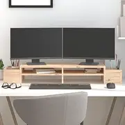 Solid Wood Pine Monitor Stand - Ergonomic Computer Riser with Storage, 100x27.5x15 cm Home Office Display Shelf for Desktop PC, Pine Computer Racks & Cabinets