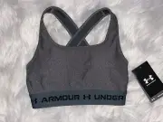 NWT UNDER ARMOUR SPORTS BRA WOMENS XS GRAY CROSS BACK PADDED GYM WORKOUT BRA