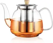 CNGLASS 1100Ml Glass Teapot with Infuser,Clear Glass Tea Kettle with Removable S