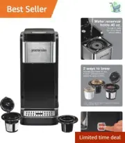 40 oz. Single-Serve Coffee Maker: Brew with Pods or Grounds, Black & Steel
