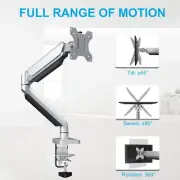 Single Monitor Desk Mount, Cast Aluminum, Articulating Monitor Stand Mount, F...