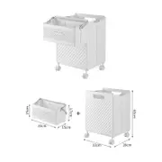 GGP Foldable Laundry Basket With Wheels Portable Rolling Hamper For Home Use,Storage Laundry Basket Combination 33*28*48Cm White