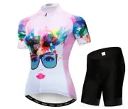 Ladies Cycling Jersey Set Trousers Short Seat Cushion Bicycle