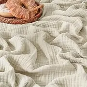 Esterra Muslin Throw Blanket 108"x90" Lightweight Pre-Washed Cotton Blanket, All Season Soft Cozy Breathable 4-Layer Gauze Throw Blanket for Sofa Couch Bed, Oatmeal