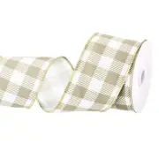 Plaid Check Ribbon, 2.5 Inch x 10 Yards Gingham Ribbon, Khaki