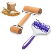 2 Pieces Pizza Pie Dough Roller Docker Set, Plastic Dough Docker Pastry Rolle...
