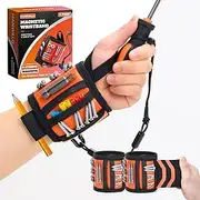 Magnetic Wristband for Tools, Lightweight Nylon Support Wrist with Strong Magnets, Magnetic Screw Holder for Holding Screws, Nails, Gifts for Men, Dad, Him