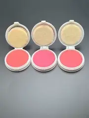 VINTAGE MAX FACTOR MID CENTURY COMPACT CAKE ROUGE BLUSH BLUE ROSE CLEAR RED #1