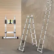 5M Telescopic Ladder,12 Step Ladder, Aluminium Foldable Multi Purpose Extension