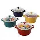 Pioneer Woman Floral Mini Casserole Dish Lid Cocotte Set Floral Ceramic Red Blue