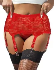 ohyeah Womens Plus Size Garter Belt for Thigh Highs Stockings Sexy Mesh Suspe...