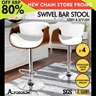 ALFORDSON 4x Bar Stool Kitchen Swivel Chair Wooden Leather Trice White