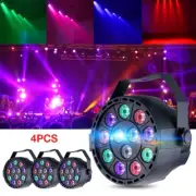 4PCS 12 LEDs 7CH RGBW Color Mixing Par Lamp Voice Activated Light DJ Stage DMX