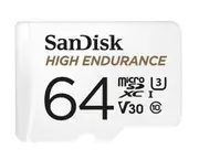 SanDisk High Endurance 64GB microSD 100MB/s 40MB/s 5K hrs 4K UHD C10 U3 V30 -40 C to 85 C Heat Freeze Shock Temperature Water X-ray Proof SD Adapter