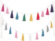 2Pack Tassel Garland Boho Cotton Pastel Banner Decorative Wall Hanging for Home Decoration Wedding Birthday Baby Shower Party Supplies, Rainbow Wall Hangings for Classroom, Nursery, Wedding Decor