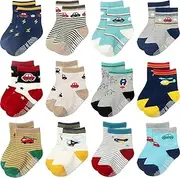 [XIJEQOW] Children's Floor Socks Limit, 12 Pairs Baby Non-Slip Socks, Children's Non-Slip Cotton Socks, Suitable for 1-3 Years Old Children Baby