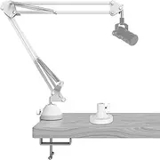 Geekria for Creators Microphone Arm Compatible with Rode PodMic, NT-USB, NT1-A, NT1 Mic Arm with Tabletop Flange Mount, Suspension Stand, Mic Scissor Arm, Desk Mount Holder (White)