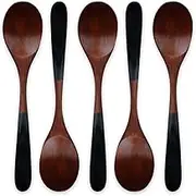 J-Kitchens Wooden Paint Sorting Multi-Spoon, Large, Black, Set of 5, 7.3 x 1.5 inches (18.5 x 3.8 cm)