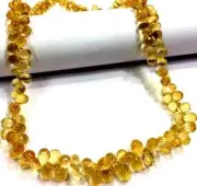 Natural Citrine Teardrop Shape Beads Faceted Briolettes Drops Gemstone Beads.
