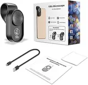 Microscopes Equipment 100X Microscope Lens Mobile Phone Macro Lens High Magnification LED Mini Pocket Portable Lens