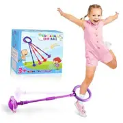 Ankle Skip Ball for Kids - Foldable Double Rod Flash Wheel Skip It Ball, Purple