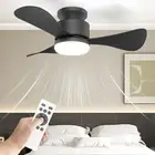 Hisummer 28 Inch Black Low Profile Ceiling Fan with Light and Remote Small Mo...