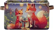 Cute Animal Fox Closet Storage Box, Collapsible Decorative Fabric Storage Bins with Handles for Home/office