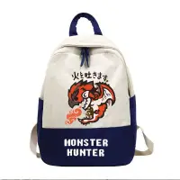 在飛比找蝦皮購物優惠-怪物獵人Monster Hunter動漫帆布學生雙肩包校園原