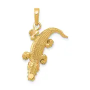 14k Yellow Gold Moveable Alligator Pendant