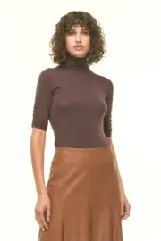 Saba size XL (14-16) Coco Half Slv Top 100% wool in cocoa