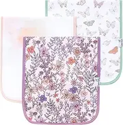 Baby Burp Cloth Large 21''x10'' Size Premium Absorbent Triple Layer 3-Pack Gift Set "Flora" by Copper Pearl
