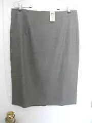 NWT ANN TAYLOR Lined Dark Grey Wool Blend Pencil Skirt Size 14