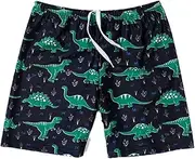 joyxiwa Children's Swimming Pants Summer Professional Small, Medium, and Big Boys' Swimming Suits Hot Spring Quick Drying Swimming Set Suitable for 3-14-Little Green Dinosaur,XL（15-22kg