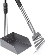 Dog Pooper Scooper Dog Poop Tray and Rake Set Pet Waste Removal Scoop w