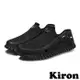 【Kiron】手工休閒鞋懶人休閒鞋/透氣縷空網布拼接手工縫線造型休閒鞋-男鞋 黑