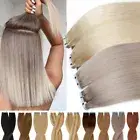 Tape In 100% Real Remy 100% Human Hair Extensions THICK Skin Wefts Balayage Grey