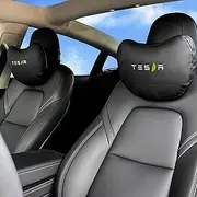 [PWzing] Car Neck Pillow for Tesla Model 3 Model Y Model S Model X Cybertruck and Most Cars, 2 Packs Memory Foam Neck Support Headrest for Tesla, Adjustable Car Seat Head Rest Pillow (Black)