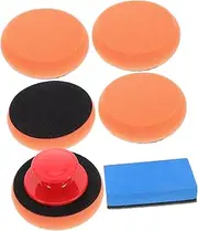 PLAFOPE 1Set Car Wax Applicator Pad with Handle Polishing Sponges Durable Buffing Pads for Waxing and Polishing Compatible with Various Vehicle Models and Paint