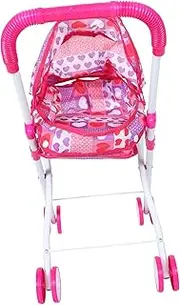 Realistic Stroller Toy for Boys and Girls Doll Pushchair Movable Wheels Simulated Stroller for Playhouse Decorations