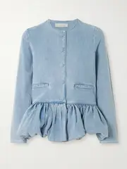 [LIBEROWE] LIBEROWE - Denim Peplum Jacket - Blue - large large Blue