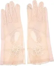 [Holibanna] Ice Silk Gloves Half Finger Gloves Black Gloves Fancy Dress Gloves Bridal Driving Gloves Heated Gloves Lace Marigold Gloves Large Fingerless Gloves Cashmere UV Gloves White