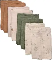 Pippi Pack of 8 Unisex Baby Cloth Nappies/Burp Cloth/Muslin Nappies 65 x 65 cm