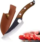 5.5" Meat Cleaver Knife Handmade Forged Boning Knife Carbon Steel Butcher Knife