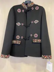 Retro printed leisure jacket FR40 Black