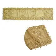 Aurora Beaded Table Runner Diamonte Sequin 40 x 180 cm (Gold, Red)