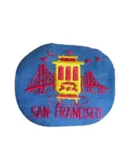Vintage Honolulu Hawaii Embroidered Surfer Riding a Wave Palm Trees Denim Patch