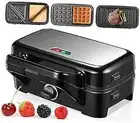 3 in 1 Sandwich Maker, Waffle Maker with Removable Plates, 1200W Panini Press