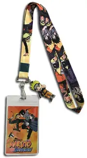 **Legit** Naruto Shippuden Naruto & Sasuke Badge ID Holder Charm Lanyard #37904