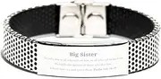 [Generic] Stainless Steel Big Sister Bracelet - Encouraging Hope and Confidence for Big Sisters - Engraved Psalm 145: 18-19 Inspirational Gifts for Birthday, Christmas, and Graduation Occasions, Small, Silver
